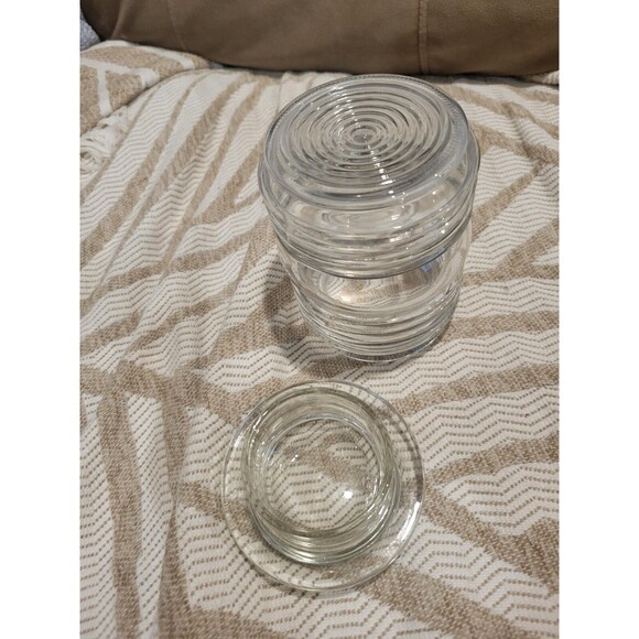 Vintage Glass Jelly Jar Shaped Clear Ribbed Outdoor Porch Globe with Lid - Picture 5 of 6